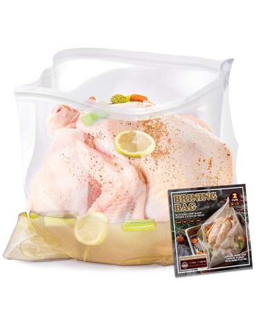 Turkey Brining Bag 2622 2 Pack Extra Large Brine Bag with 2 Strings and 2 Larger Clips Thickened Brining Bag Holds Up to 35 Pounds Double Zippers Seal Brine Bags for Turkey Chicken Beef - Buy Online on GoSupps.com