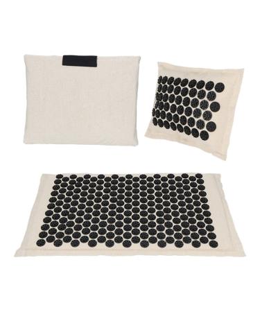 Dunlap massage pillow acupuncture mat acupressure matte set massage device pillow massage yoga ma relieves stress back neck ikias pain relaxation massage pillow (size: black)