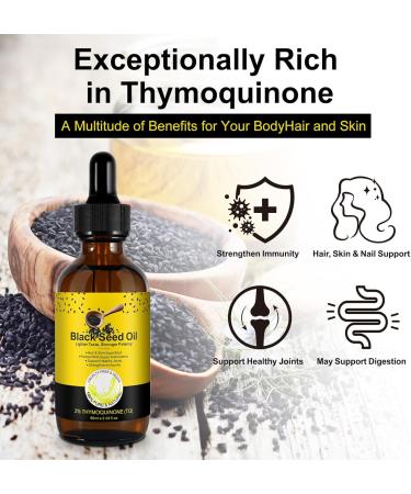 Organic Black Seed Oil - 100% Pure Natural & Cold Pressed Liquid Black Cumin Seed Oilwith Omega 3 6 9 Antioxidant and Thymoquinone for Hair Growth - Buy Online on GoSupps.com