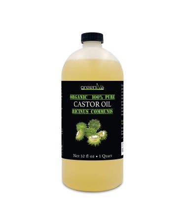GreenIVe - 100% Pure Castor Oil - Cold Pressed - Hexane Free - Exclusively on Amazon (32 Ounce) 32 Fl Oz (Pack of 1)