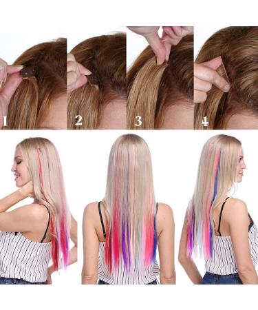 Rainbow Clip-In Hair Extensions | 50cm Dark Purple Strands | 10 Pcs 80g Realistic Smooth Hair - Buy Online on GoSupps.com