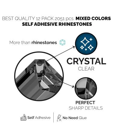12 Sheet Self-Adhesive Rhinestone Gems for Crafting | DIY Nail Face & Body Makeup - Assorted Shapes Crystal Stickers - Buy Online on GoSupps.com