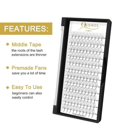 QUEWEL Premade Fans 5D-0.07D Mix 12-15mm | Russian Volume Eyelash Extensions 10D-14D | Long Lasting & Easy Application | C/D Curl | 0.05/0.07/0.10 | 10-18mm Length - Buy Online on GoSupps.com