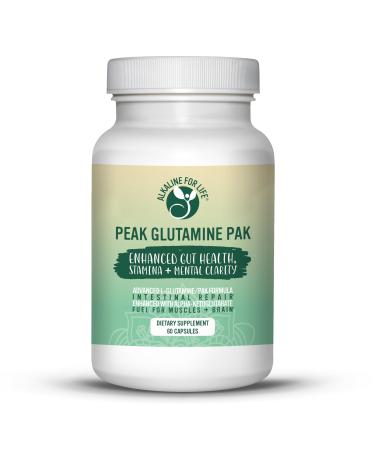 Peak Glutamine PAK 60 Capsules L Glutamine with pyridoxal Alpha-ketoglutarate to efficiently Recycle L-glutamine for Optimal Gut Health Benefit 60 Count (Pack of 1)
