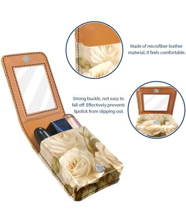 Travel Lipstick Organizer Case | Portable Makeup Bag with Mirror | Vintage Floral Design | J771e6irzz - Buy Online on GoSupps.com