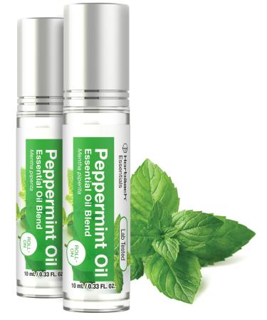 Horb ach Peppermint Oil Roll On Blend | .33 fl oz (Pack of 2) | Essential Oil Roller for Skin Peppermint 0.33 Fl Oz (Pack of 2)