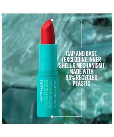 Maybelline Green Edition Butter Cream High-Pigment Bullet Lipstick in Maple Bright Red - 0.12 oz - Buy Online on GoSupps.com