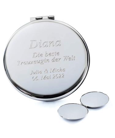 Diamandi pocket mirror with personal text engraving on both sides I silver plated I have your own saying engraved