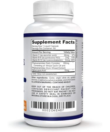 Phytoceramides Complex for Skin Repair & Rejuvenation | Anti-Aging Support | Plant-Derived Ceramides with Vitamins C B-6 & B-12 | 60 Non-GMO Liquid Capsules - 2-Month Supply - Buy Online on GoSupps.com