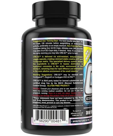 MST CRE O2 - Acid Resistant Dual Action ATP Supplement with Cordyceps & Rhodiola | Stomach Stable Creatine - 120 V-Caps | BSCG Certified Drug Free by Millennium Sport Tech - Buy Online on GoSupps.com