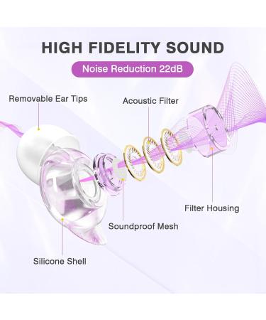 High Fidelity Concert Ear Plugs - 2 Pairs Silicone Noise Reduction 24dB for Festivals Nightclubs DJs & Musicians - Purple - Buy Online on GoSupps.com