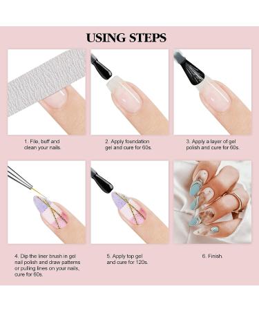 Saviland 6pcs Nail Art Liner Brushes Set with Crushed Diamond Rhinestone Handle - Nail Brush Gel Polish Painting Pen Set for Precise Nail Designs - Sizes 7/9/11/13/17/23mm | Pink - Buy Online on GoSupps.com