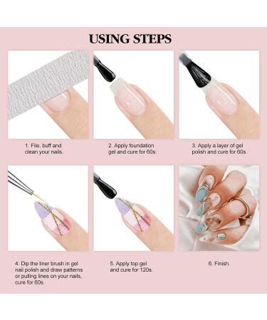 Saviland Nail Art Liner Brush Set - 6-Piece Rose Gold Nail Design Tool for Precision Liner Art & French Manicure - Buy Online on GoSupps.com