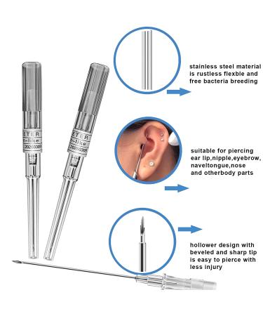 SOTICA 16G Ear Nose Piercing Needles - 5pcs IV Catheter Cannula Kit for Belly Navel Nipple Piercing - Stainless Steel Body Piercing Supplies - Buy Online on GoSupps.com