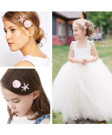 Shell Pearl Starfish Hair Clip Set - Pink Acrylic Resin Alligator Clips for Women & Girls | Stylish Hair Accessories - Buy Online on GoSupps.com