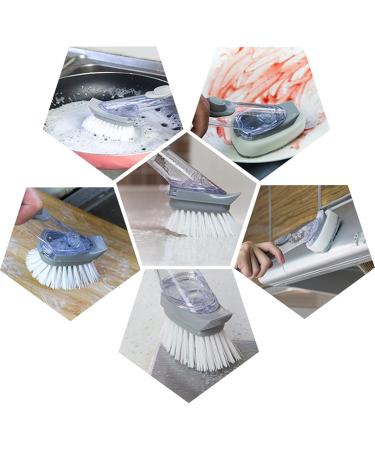 2 Pack Dish Sponge Scrubber Brush with Handle Soap Dispenser and 2 Dish Wand Refills Sponge Heads Silicone Dish Cleaning Brush Scrubber Set for Usage Kitchen Sink Pots Pans Dishes with 2 Hooks - Buy Online on GoSupps.com