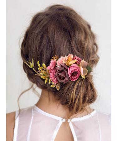 Cinaci 4 Pack Artificial Flower Metal Hair Side Combs Slides Clips Floral Wedding Bridal Headpieces Hairpins Barrettes Bun Chignon Hair Accessories for Women Flower Girls Brides Bridesmaids - Buy Online on GoSupps.com