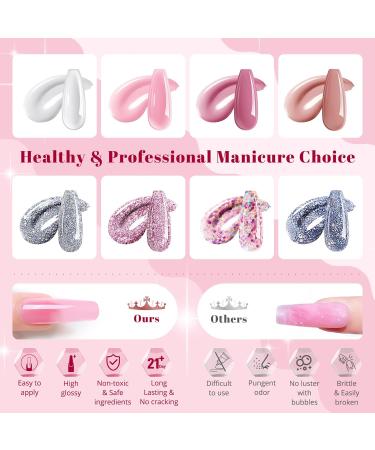 8 Colors Nail Gel Set - Bledras Nail Extension Kit with Top & Base Coat Slip Solution Nail Decorations - Perfect Gel Nail Starter Set for Beginners & Gifts for Women - Buy Online on GoSupps.com