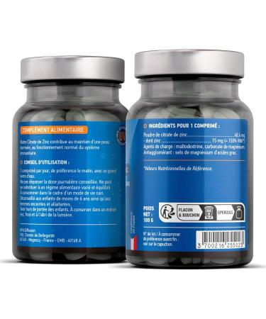 Zinc Citrate - 15 mg - 200 tablets - Skin - Immune System - GPH Diffusion - Buy Online on GoSupps.com