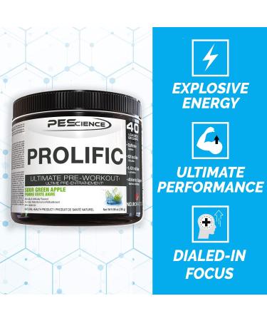 PEScience Prolific Pre Workout Powder Sour Green Apple 40 Scoop - Buy Online on GoSupps.com