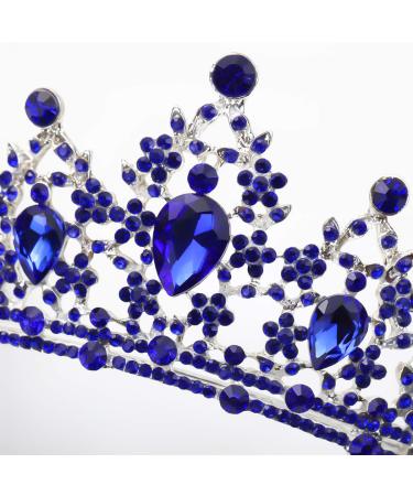 FORSEVEN Crystal Wedding Crown Tiara - Rhinestone Decor Headband for Women & Girls - Blue Princess Bridal Hair Ornament - Buy Online on GoSupps.com