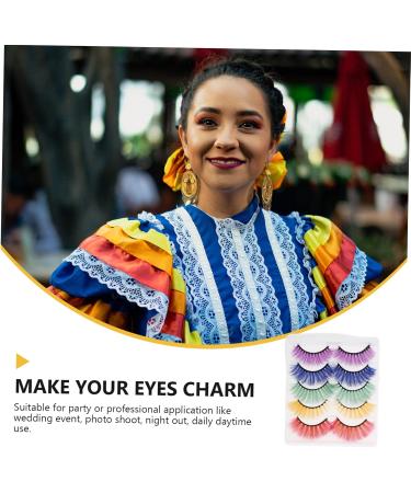 FOMIYES 10 Pairs Fake Eyelashes Purple Suits Lashes Green Suits Eyelashes with Color Long Wispy Lashes False Eyelash Reusable Party Eyelashes Beauty Eyelash Women False Eyelashes Miss - Buy Online on GoSupps.com
