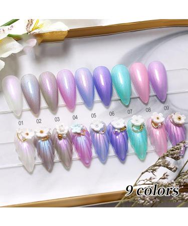 Pearl White Gel Nail Polish Shell Glitter Gel Nail Polish Mermaid Nail Polish 8ml Aurora Shimmering Soak Off UV Nail Gel for Nail Art Home Manicure (01) - Buy Online on GoSupps.com