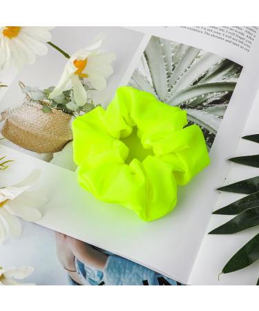2 Pieces Neon Hair Scrunchies | Pop Yellow & Pink Satin Ties | Stylish Women's Hair Jewelry | Glitter Fluorescent Yellow - Buy Online on GoSupps.com