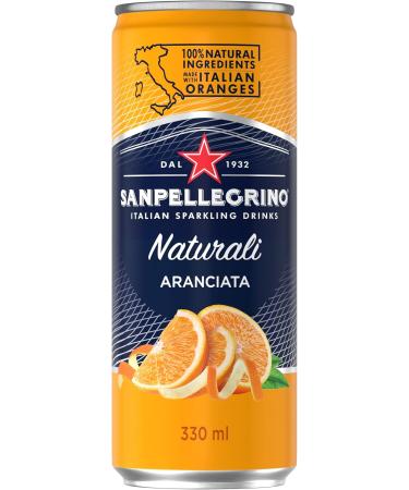 San Pellegrino Naturali Italian Sparkling Drink Aranciata Orange 330 mL Can 24 Cans Total - Buy Online on GoSupps.com