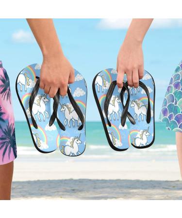 Mnsruu Cartoon Unicorn Horse Rainbow Cloud Flip Flop Sandals - XL Home Slippers for Men & Women | Travel & Spa Comfort - Buy Online on GoSupps.com
