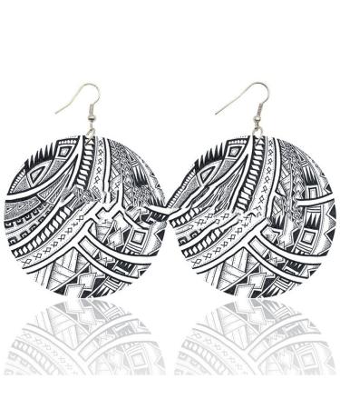 Dangling Earrings for Her Bohemian Wooden Vintage Textured Round Gifts Fashion Dainty Daily