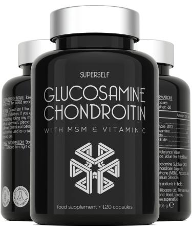 Glucosamine and Chondroitin High Strength - Glucosamine Sulphate with Chondroitin MSM & Vitamin C - 120 Capsules - 1720mg Glucosamine Complex for Men & Women - Combination Supplements for Joints