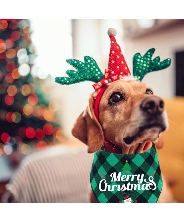 GOYOSWA 2 Pack Christmas Dog Bandanas Classic Buffalo Plaid Merry Christmas Holiday Dog Bandana Triangle Scarf Christmas Pet Bandanas for Small Medium Large Dogs (Red and Green Christmas) Red and Green Christmas - Buy Online on GoSupps.com