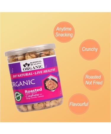 Blessfull Healing Organic Natural Vegan Tangy Tomato Roasted Halves/Pieces Cashew Nuts Crunchy Kaju 250 Gram - Buy Online on GoSupps.com