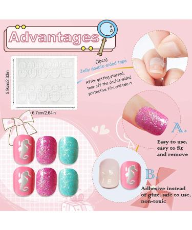 Kalolary 8-Box Press-On Nails for Kids | Pink Artificial Fingernails Set with Nail Glue & Stickers | Perfect Gift for Girls - Buy Online on GoSupps.com