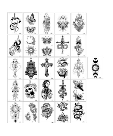 Realistic 52 Sheet Temporary Tattoos for Men & Women - Waterproof and Long Lasting Black Tattoo Stickers - Body Art for Face, Hand, Arm, Neck, and Leg - Buy Online on GoSupps.com
