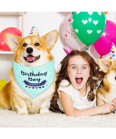 Dog Birthday Bandana for Boy Pets - Happy Birthday Triangle Scarf for Small Medium Dogs and Cats - Blue-Green Party Supplies - Buy Online on GoSupps.com
