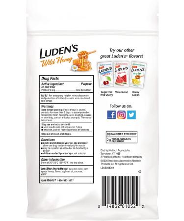 Luden's Pectin Lozenge with Wild Honey - 30 Oral Demulcent Throat Drops | Soothes Cough & Throat Irritation - Buy Online on GoSupps.com