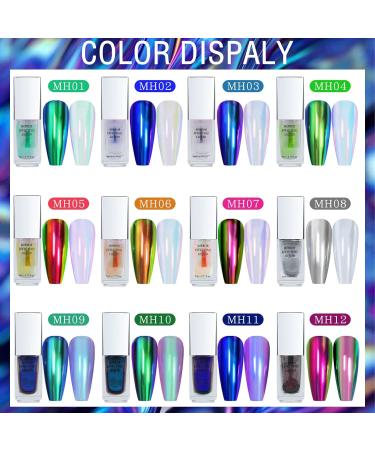 Chrome Nail Powder Aurora Shell Liquid Pigment - Holographic Glitter Dust for Nail Art (5ml) - Buy Online on GoSupps.com