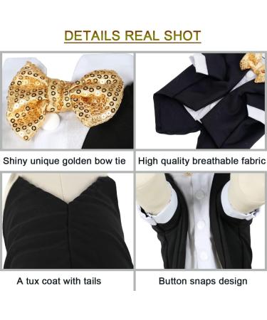 Black Dog Tuxedo Costume with Bow Tie for Halloween, Wedding, and Parties - Medium Size - Buy Online on GoSupps.com