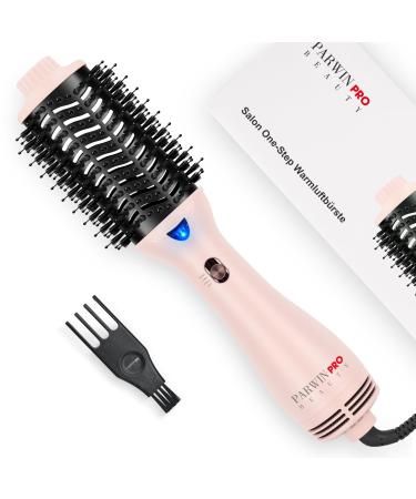 One-Step Hair Dryer Brush PARWIN PRO BEAUTY Blow Dry Hair Brush 4 in 1 Hot Brushes for Hair Styling Drying Volumizing Straighten Negative Ion Care Hot Air Brush 1000W Pink 5. Pink - Oval
