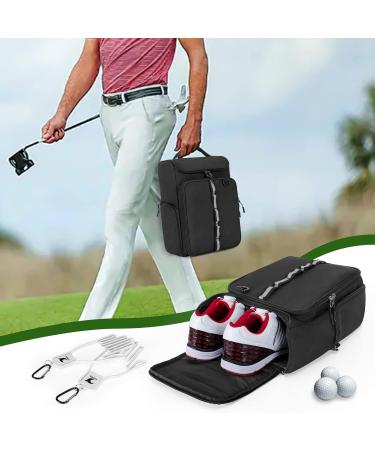 Goburos Golf Shoe Bag for Men US Size 14 - Durable Carrier with Free Glove Holders & Pockets for Accessories - Ideal Black Golf Bag - Buy Online on GoSupps.com