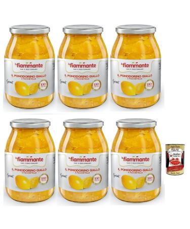 La Fiammante Il Pomodorino Giallo a Pacchetelle yellow tomatoes yellow cherry tomatoes 100% Italian tomato glass jar of 1 kg + Italian box Gourmet Tomato Pulp 400 g