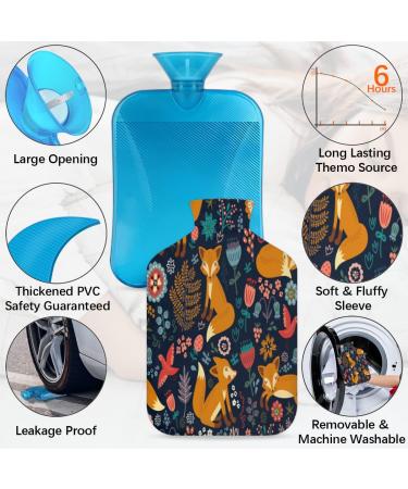 Buy Cute Cartoon Fox Heat Bottle - 2L Cozy Hot Water Bag with Fluffy Cover & Flower Motif for Pain Relief | Ideal for Back Neck & Shoulders - Buy Online on GoSupps.com