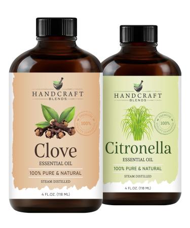 Handcraft Blends Spicy Shield Set: Citronella and Clove Essential Oils (2 x 4 Fl Oz) 100% Pure & Natural for Diffuser Aromatherapy and DIY Projects