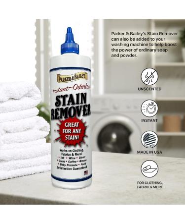 Buy Parker & Bailey Liquid Stain Remover - Instant Stain Removal for Clothes Carpets & Upholstery | 8oz Detergent Booster - Odor Free Safe for Ink Grease Blood & More - Buy Online on GoSupps.com