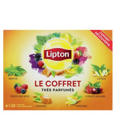 Lipton Set of Scented Teas Assortment of Green Teas and Black Teas 6 Varieties Rainforest Alliance Label 60 Bags