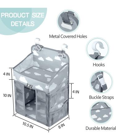 Mloong Diaper Caddy Hanging Organizer for Changing Table - Nursery Diaper Holder for Crib, Car - Diaper Stacker for Newborn Baby Boy & Girl - Light Grey - Buy Online on GoSupps.com