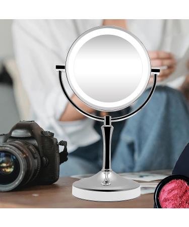 SHACJHNN LED Makeup Mirror- 10x Magnifying Vanity Mirror with Lights | Double Sided Lighted Mirror with Stand | Touch Button Brightness Adjustable - Buy Online on GoSupps.com