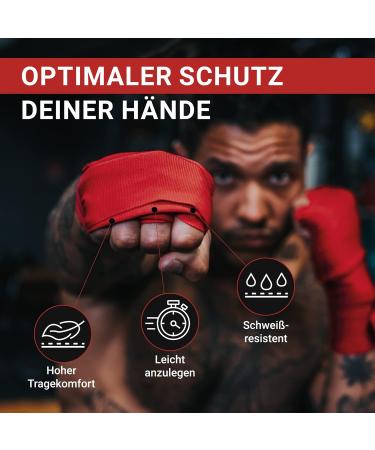 Rocsix Premium Boxing Bandages for Men & Women | Elastic 4m Kickboxing & Muay Thai Wraps with Thumb Loop | Red/Black Hand Wraps for MMA - Buy Online on GoSupps.com